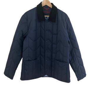 Robert Graham Jacket Blue Quilt Lining Luxury Puffer Corduroy Collar L NWOT